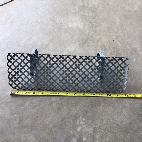 Vintage MCM Small Metal Mesh Wall Mount Shelf clover leaf metal shelf - Picture 7 of 9